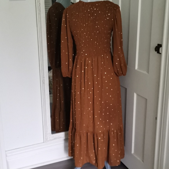 Brown Polka Dot Maxi Dress - Picture 4 of 7